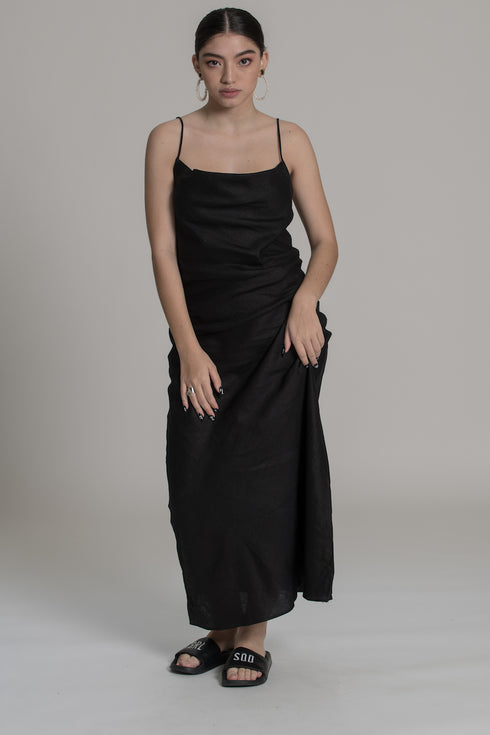 MICHAEL Cowl Neck Long Linen Slip
